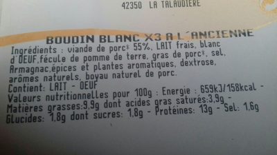 Boudin blanc - Zutaten - fr