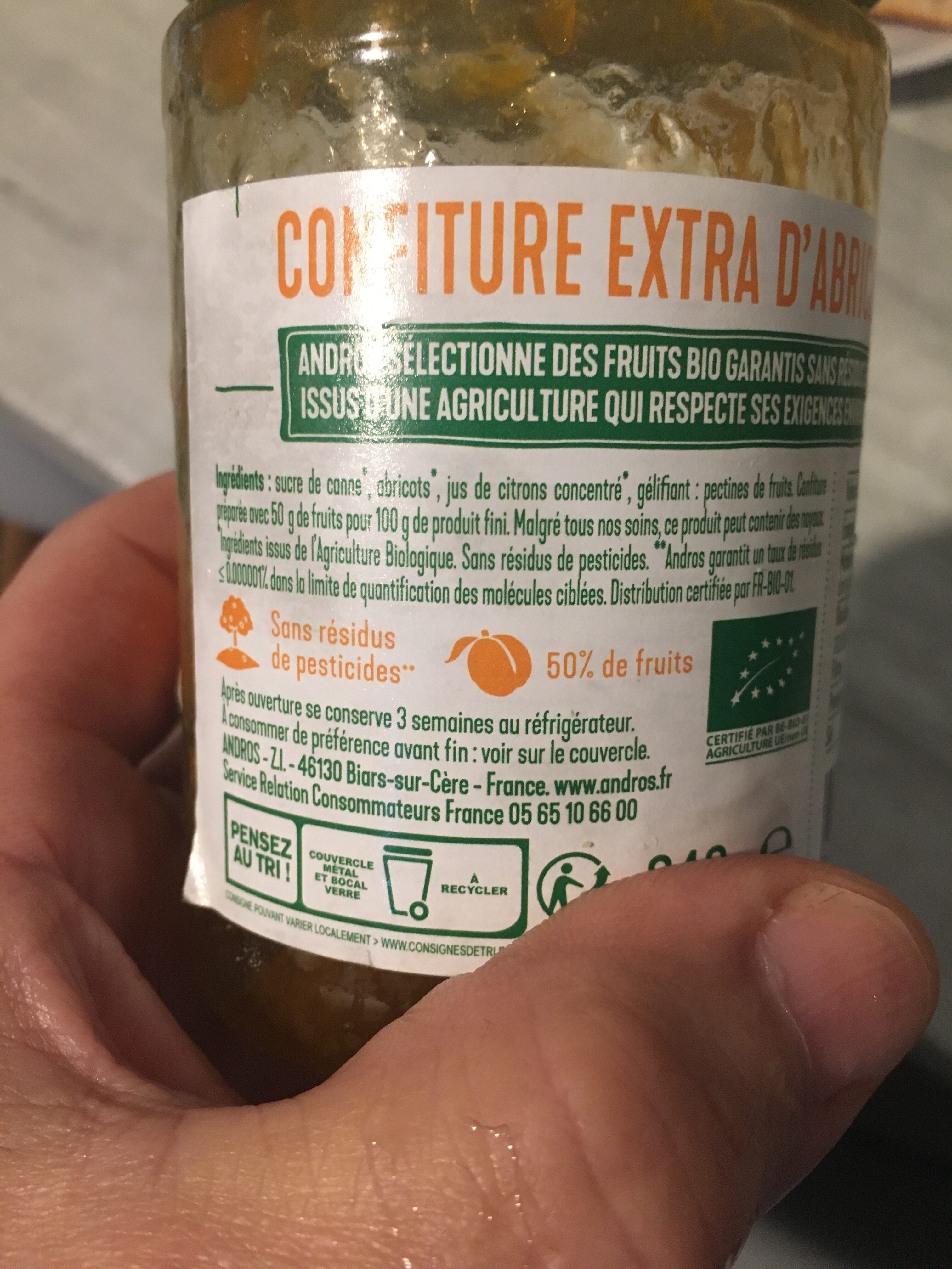 Confiture abricot bio - Ingrédients
