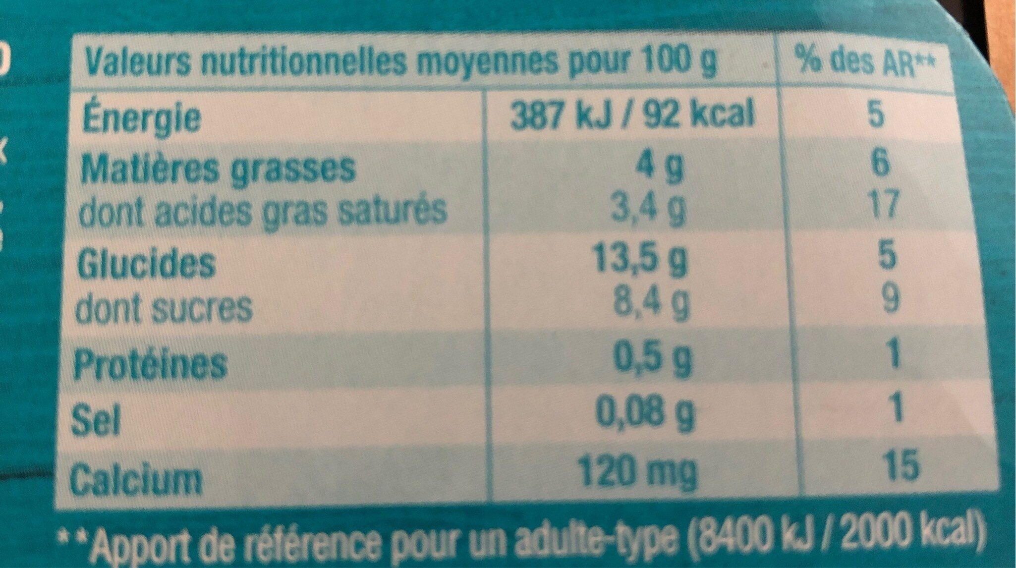 Ferme & Fondant Citron - Nutrition facts - fr
