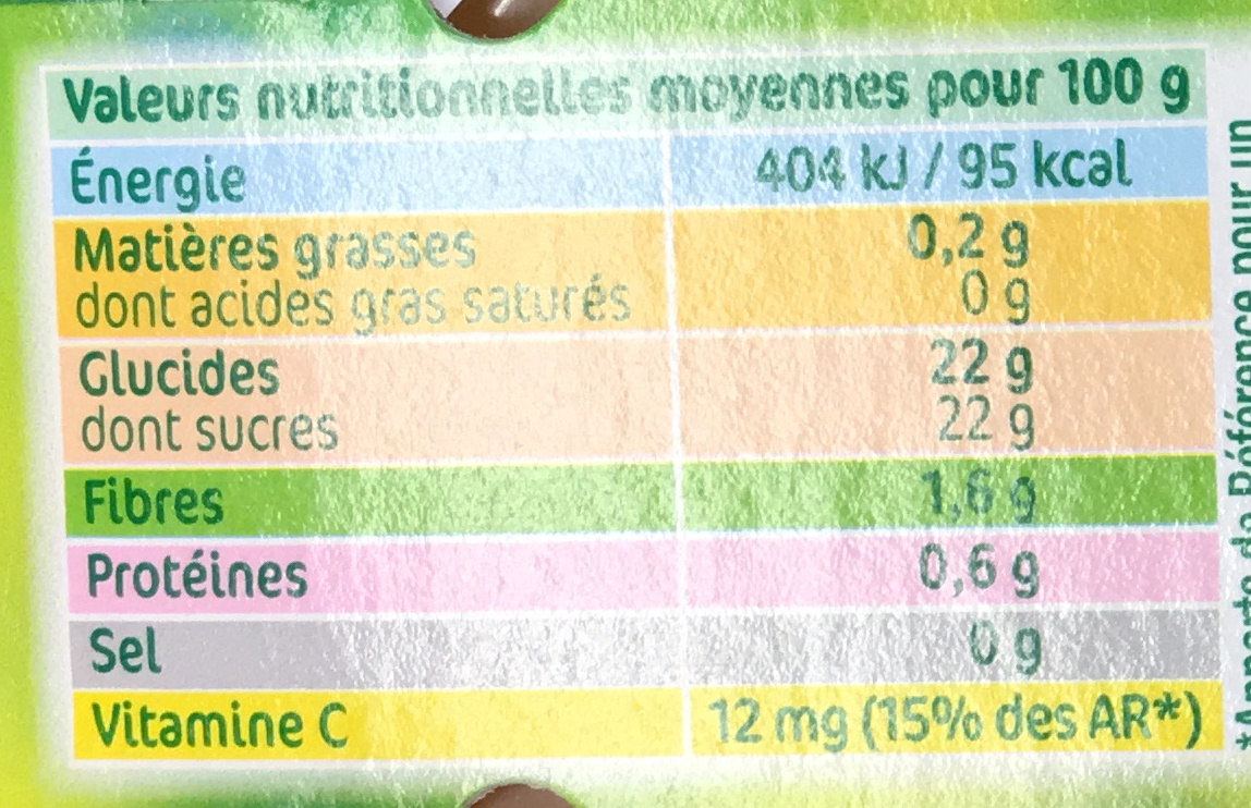 Abricot Recette veloutée - Dados nutricionais - fr