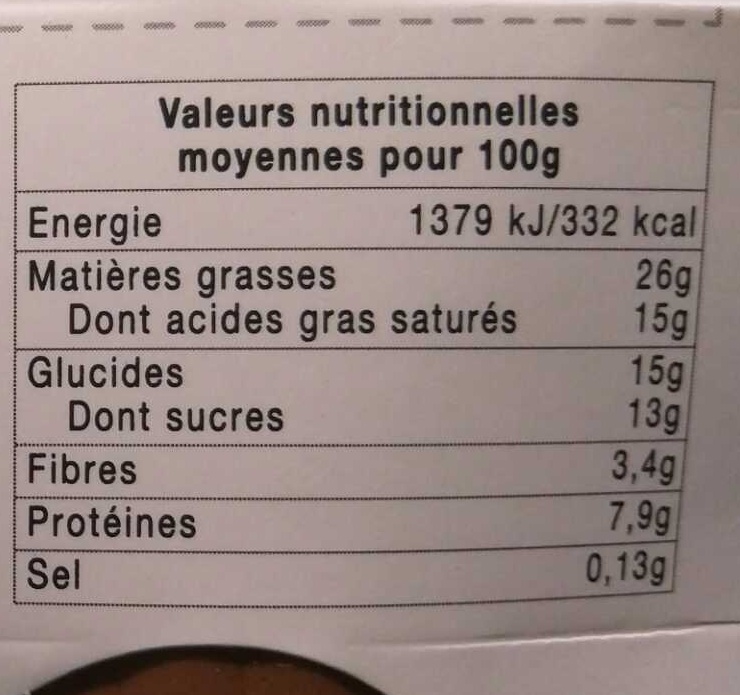 Mousse au chocolat noir intense - Valori nutrizionali - fr