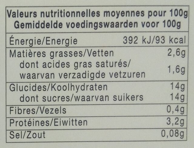 Yaourt a la confiture (fraises) - Valori nutrizionali - fr