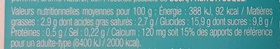 Gourmand & Végétal Délice Vanille - Nutrition facts - fr
