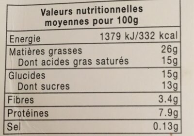 Mousse chocolat noir intense - Voedingswaarden - fr