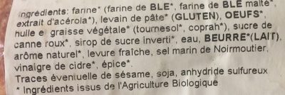 Brioche Tranchée Bio - Ingredientes - fr