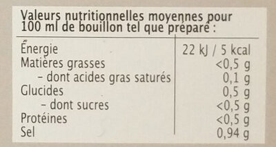 Bouillon de poule en cubes - 营养成分 - fr