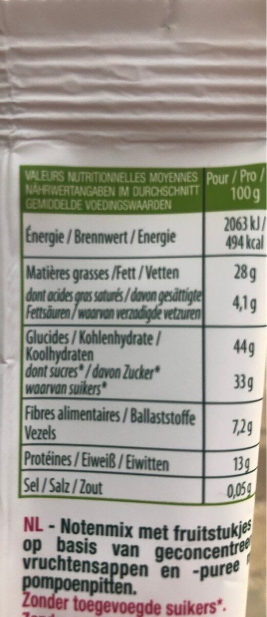 My m!x - Love Framboise - Nutrition facts - fr
