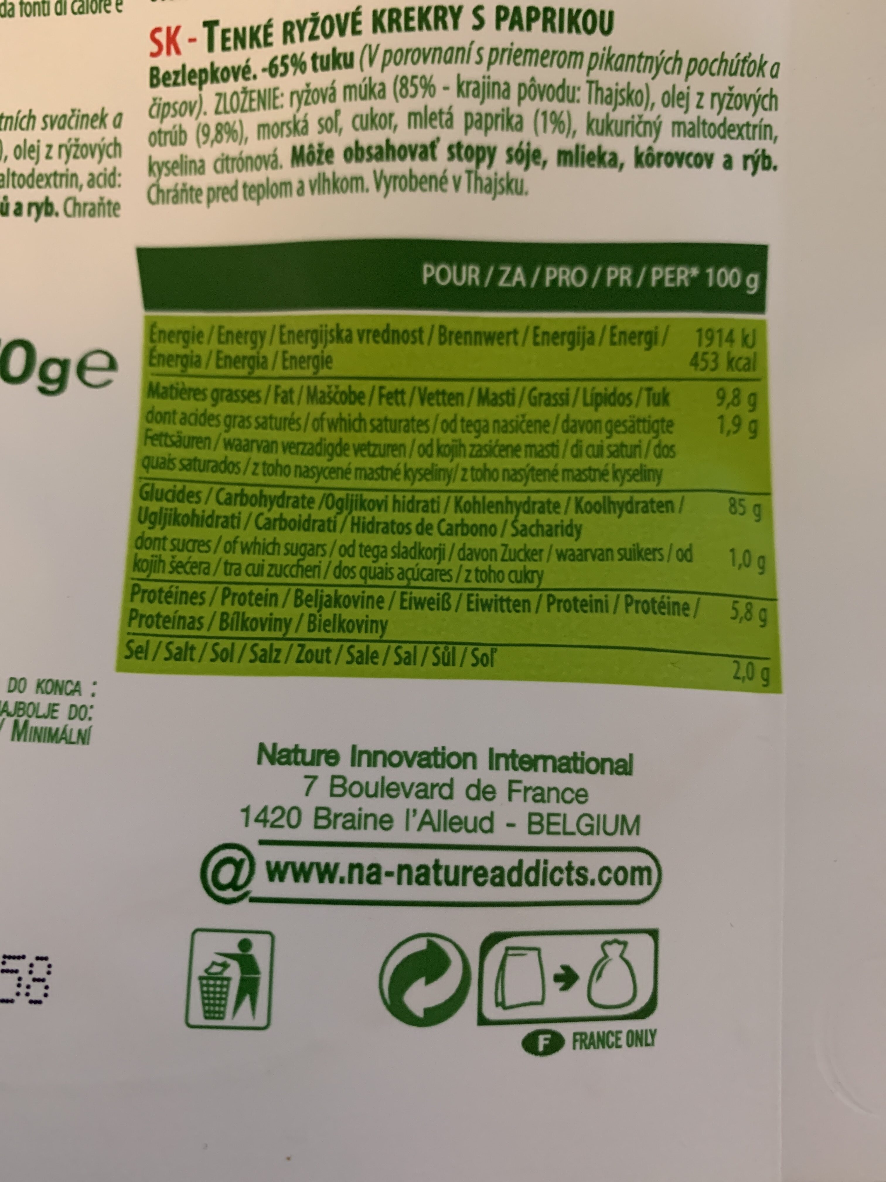 Rice Crackers - Paprika - Instruction de recyclage et/ou informations d'emballage
