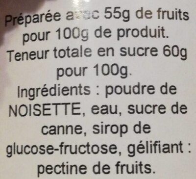 Crème de noisette - Ingrediënten - fr