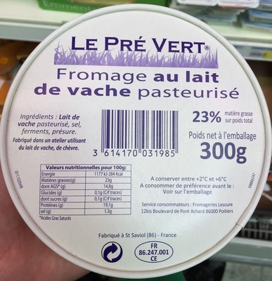 Fromage au lait de vache pasteurisé (23 % MG) - Product - fr