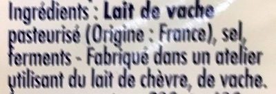 Fromage au lait pasteurisé - Ingrediënten - fr