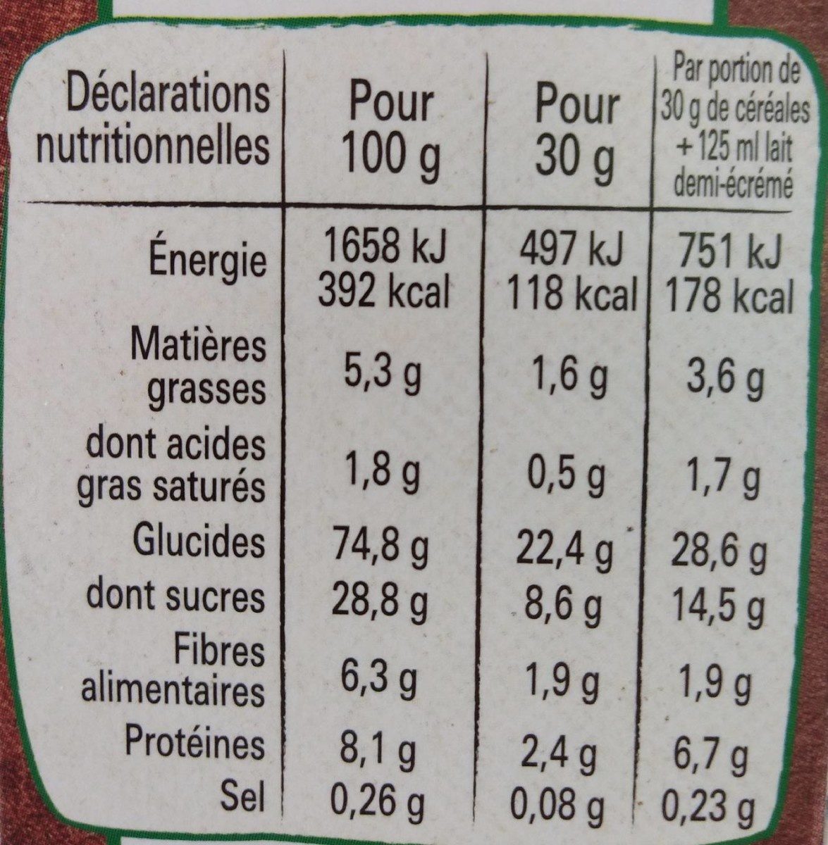 Chocapic duo - Nutrition facts - fr