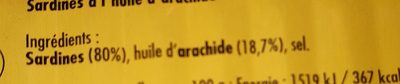 Sardines à l'huile d'arachide - Ingredients - fr