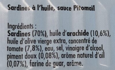 Sardines à l'huile sauce Pitomaïl - Ingrédients