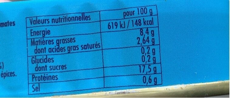 Sardines marinées au muscadet et aux aromates - Nutrition facts - fr