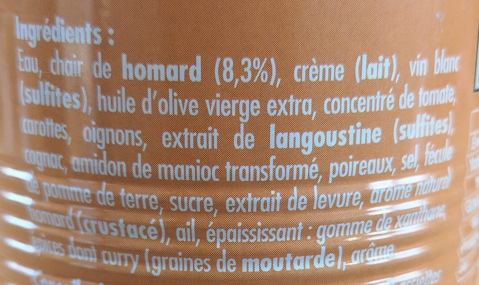 Bisque de homard - Ingredients - fr