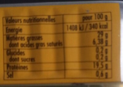 Sardines à l'huile d'arachide - Tableau nutritionnel