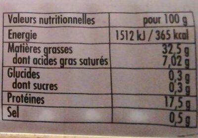 Sardines au citron et à l'huile d'arachide - حقائق غذائية - fr