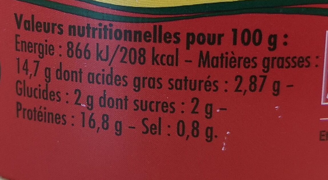 Emietté de thon à la tomate - Nutrition facts - fr