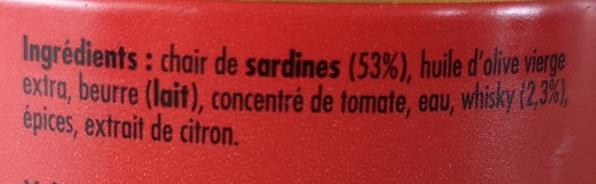 Crème de sardine au whisky - Ingredients - fr