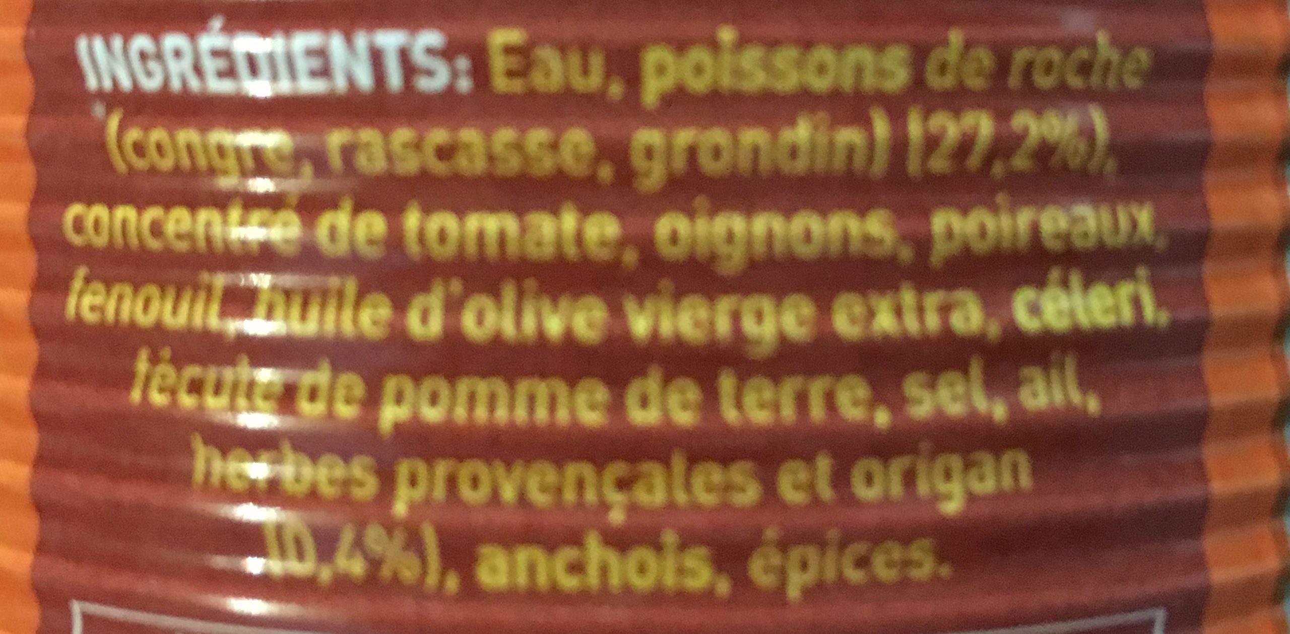 Soupe de poissons de roche aux saveurs de Provence - Ingrédients