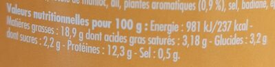 Emietté de Sardine Douceur des Bastides - Tableau nutritionnel