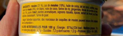 Nos toats chauds Moules au curry - حقائق غذائية - fr