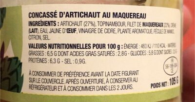 Concassé d'artichaut au maquereau - Nutrition facts