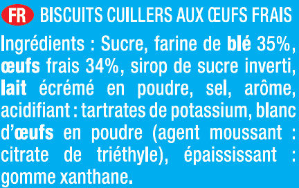 BISCUITS A LA CUILLERE POUR PATISSERIE - Ingredients - fr