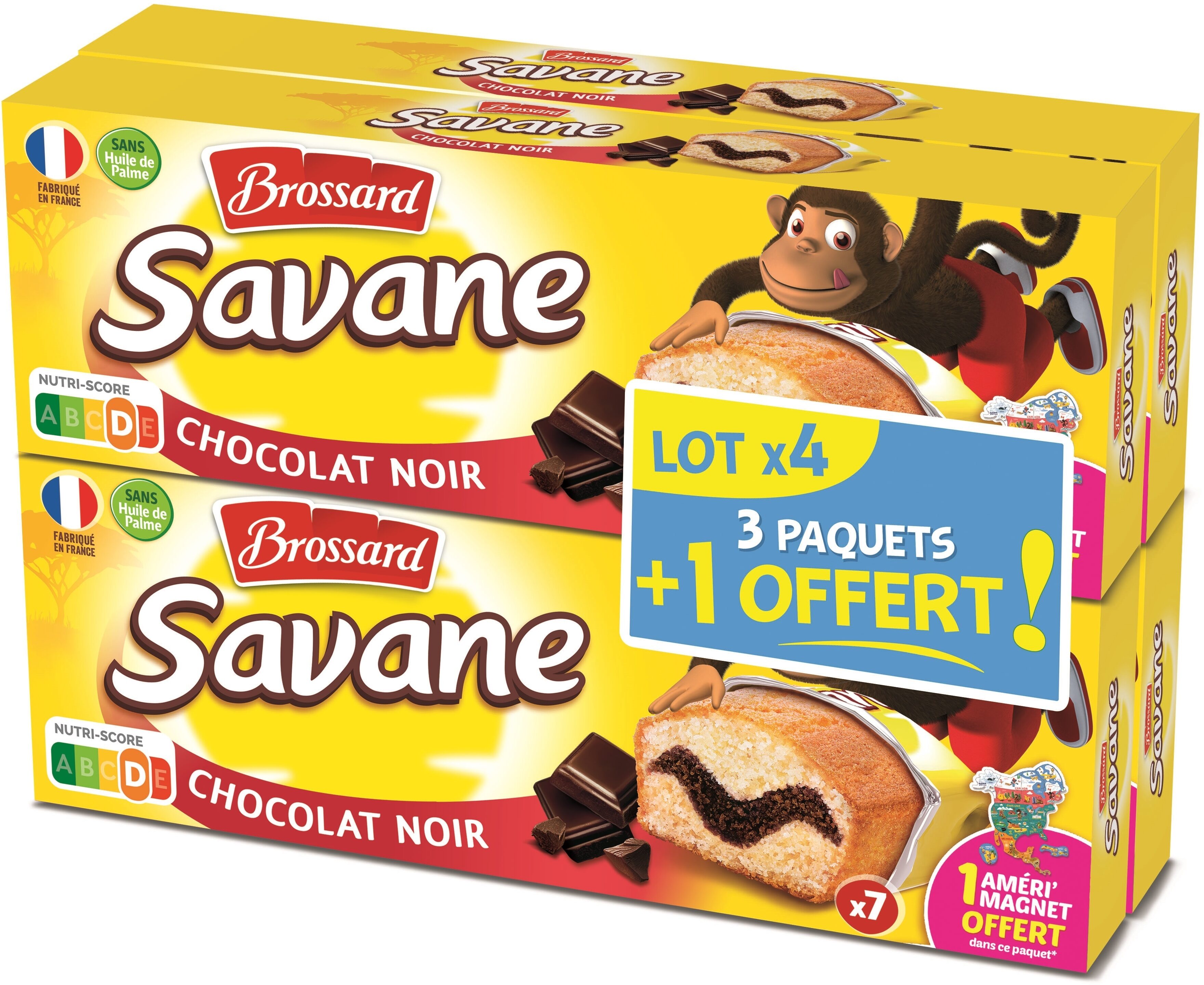 Brossard - lot de 3 savane pocket x 7 chocolat noir + 1 paquet offert - 756gr - Produit