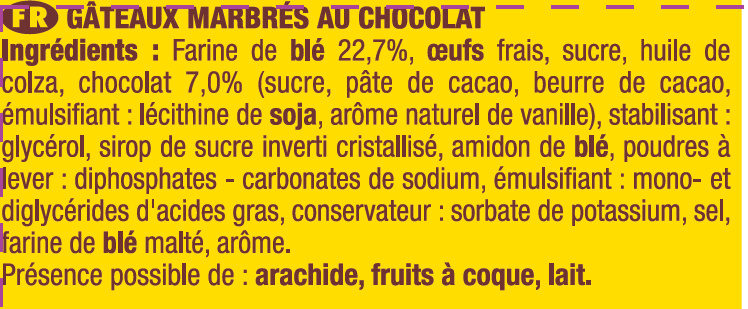 Lot 2 pocket x7 chocolat 189g - Ingredients - fr