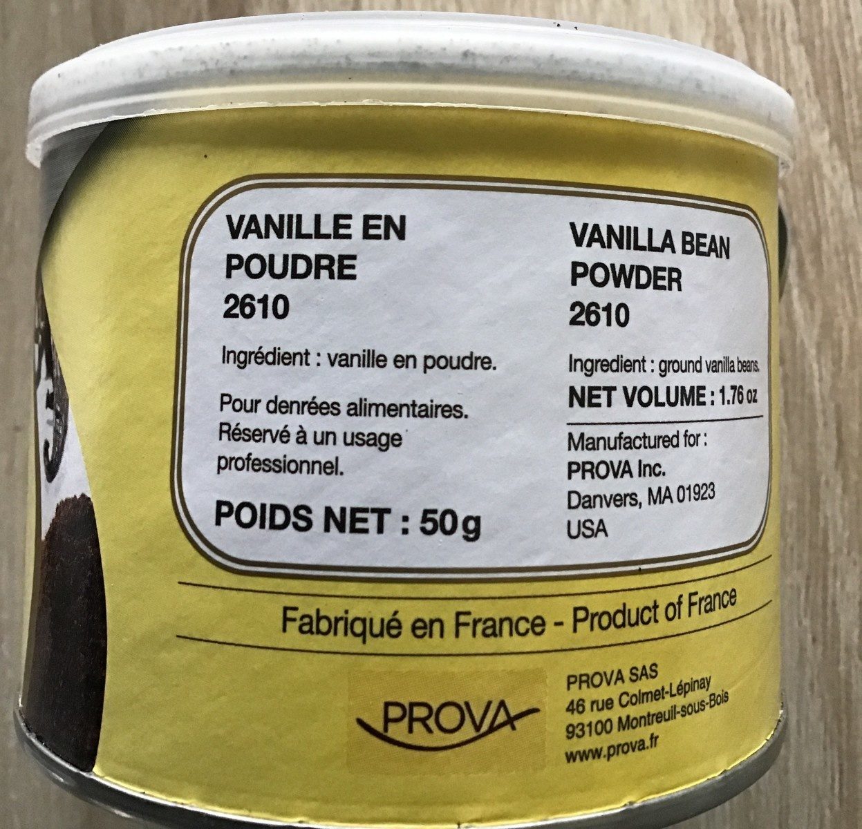 Vanille en Poudre - Ingrédients