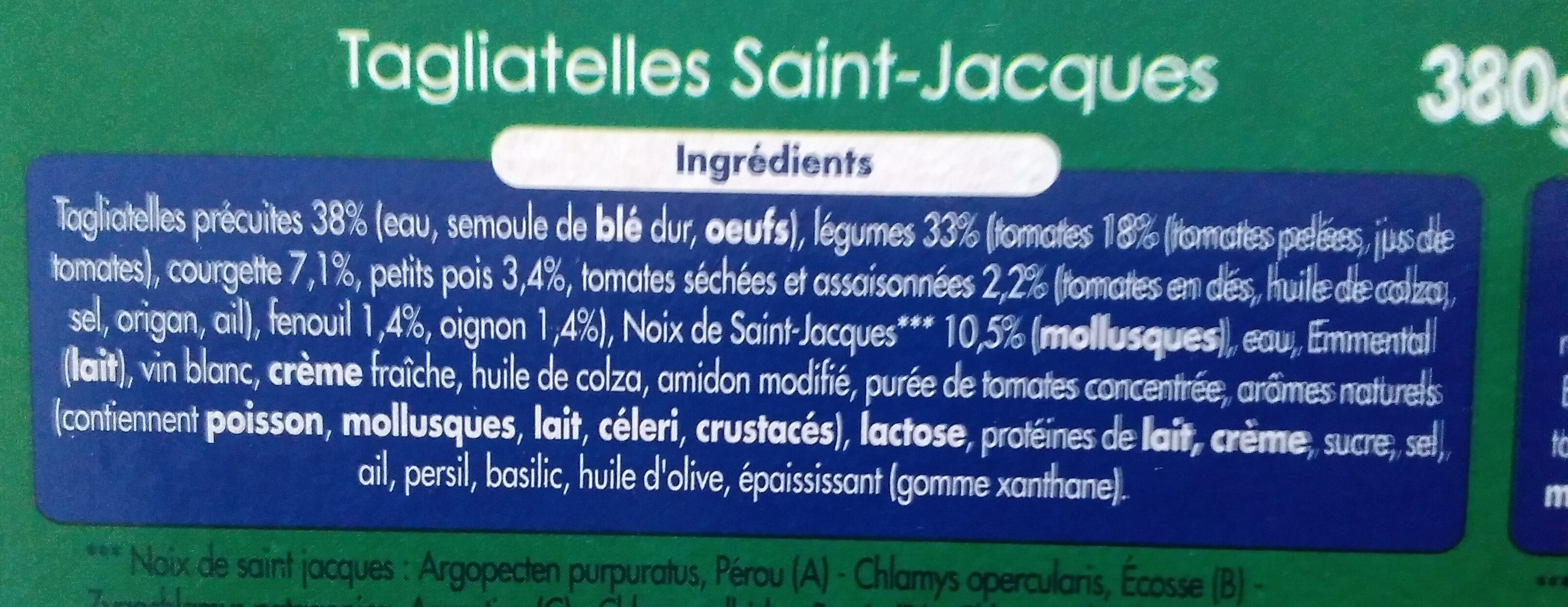 Tagliatelles saint jacques - Ingrédients