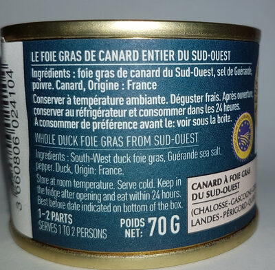 foie gras entier du Sud Ouest - Ingredients - fr