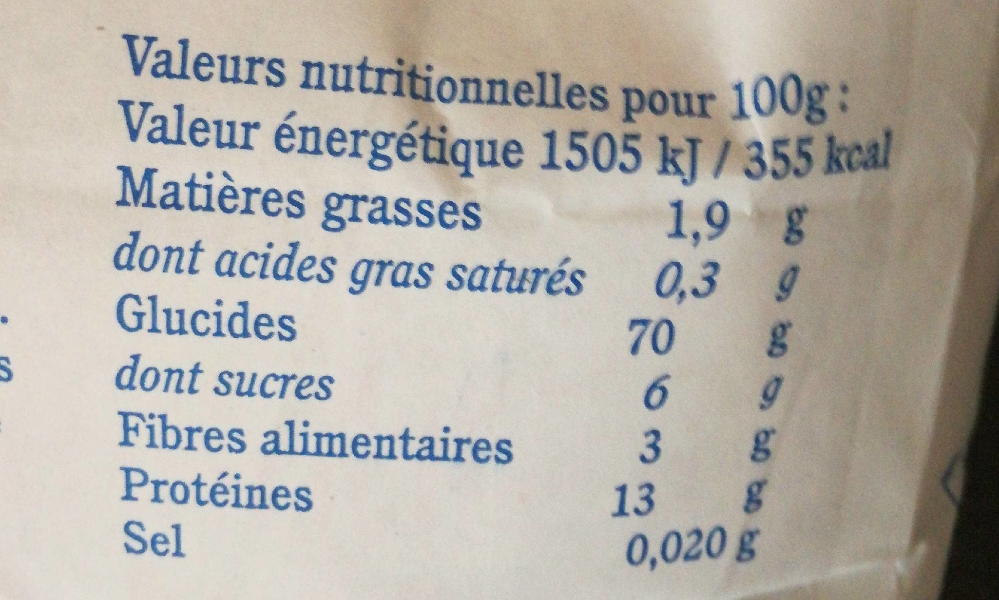 Semoule de blé dur - Nutrition facts - fr