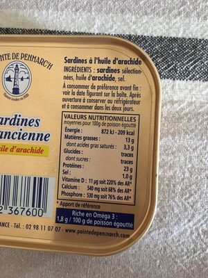 Sardine a l’ancienne huile d’arachide - Ingredientes - fr