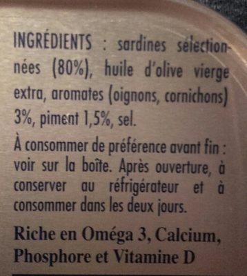 Sardines à l'ancienne - Ingrediënten - fr