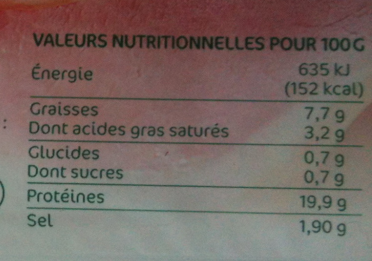 Jambon cuit supérieur avec couenne 8 tranches - Nutrition facts - fr