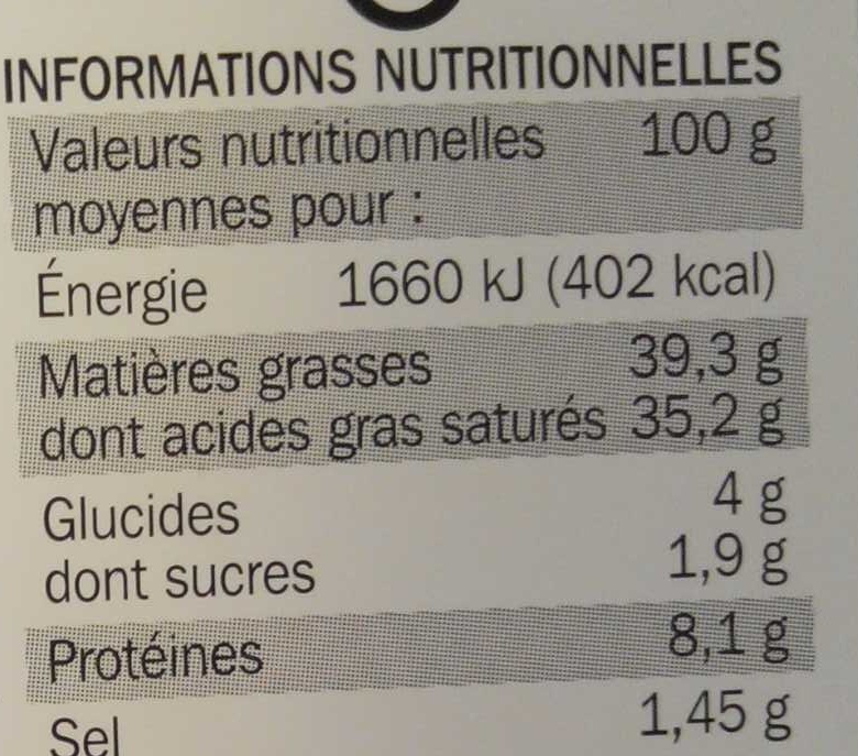Mousse de Canard - Nutrition facts - fr
