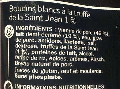 Boudins blancs à la truffe de la Saint Jean (3 parts) - Ingrédients