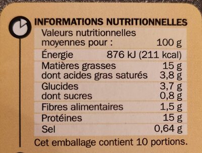 Le Super Tendre à l'oignon - Información nutricional - fr