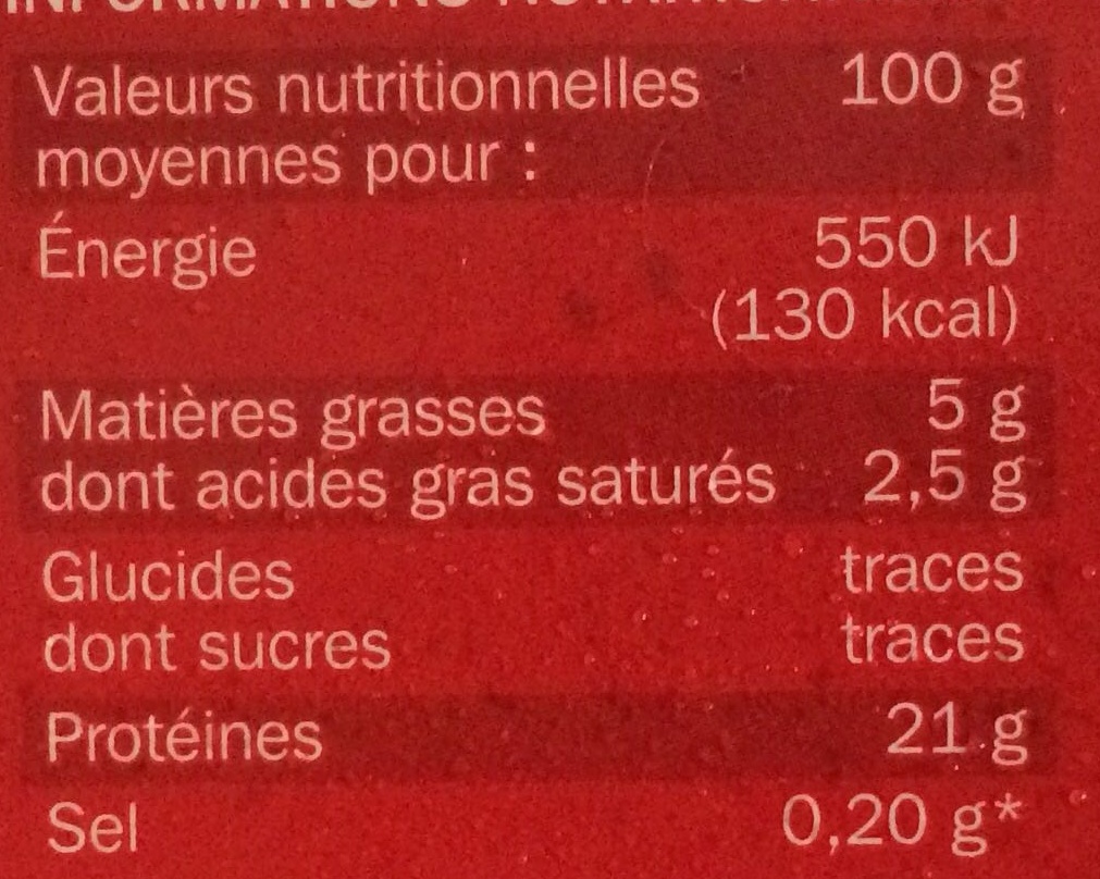 Le 100% Pur Bœuf (5% MG) - Voedingswaarden - fr