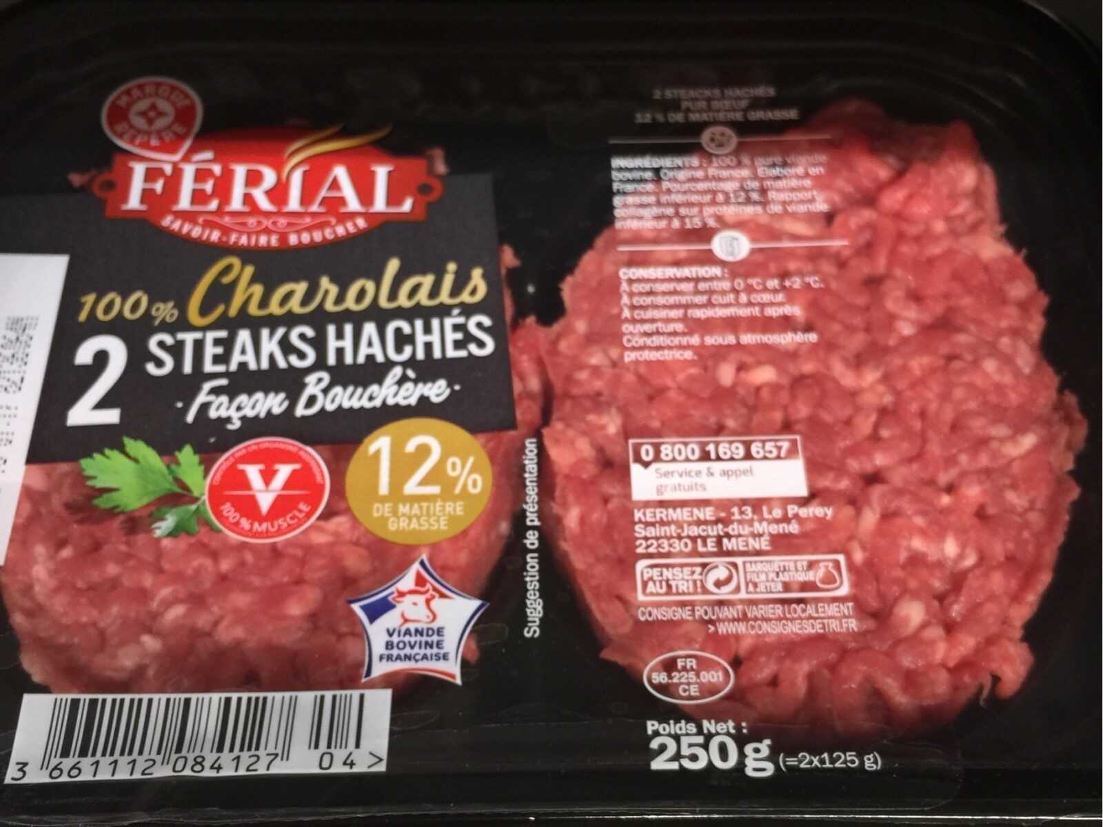 Steaks hachés 100% Charolais façon bouchère - Produit