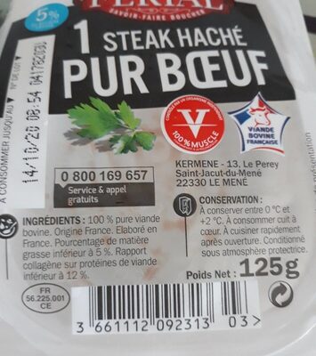 Steak haché pur boeuf 5% - Nutrition facts - fr