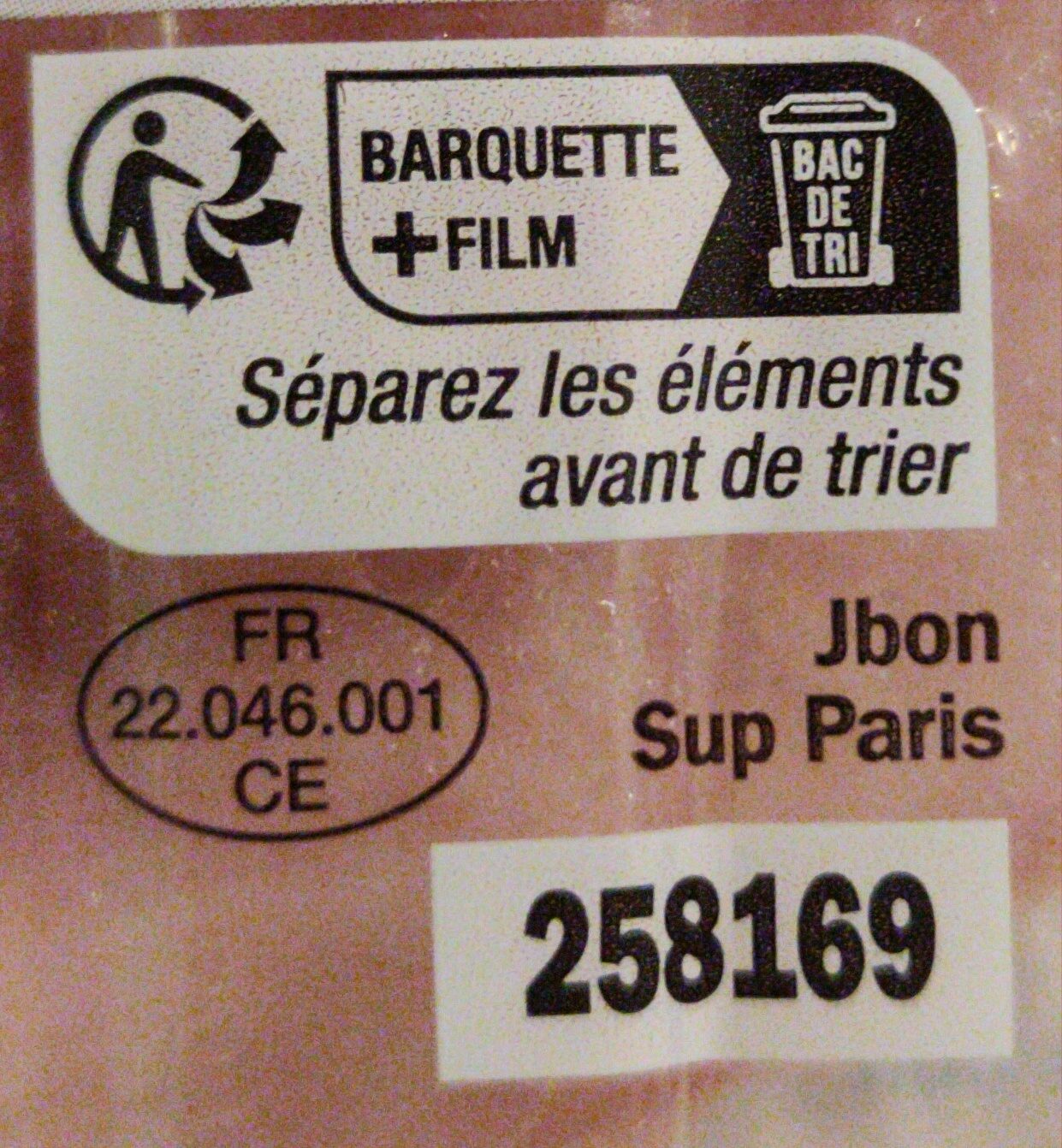 JAMBON DE PARIS - Instruction de recyclage et/ou informations d'emballage