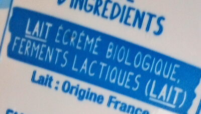 Skyr nature bio - Ingrediënten - fr