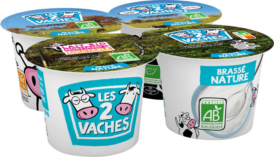 LES 2 VACHES YAOURTS BRASSES NATURE 115 G X 4 - Produkt - fr