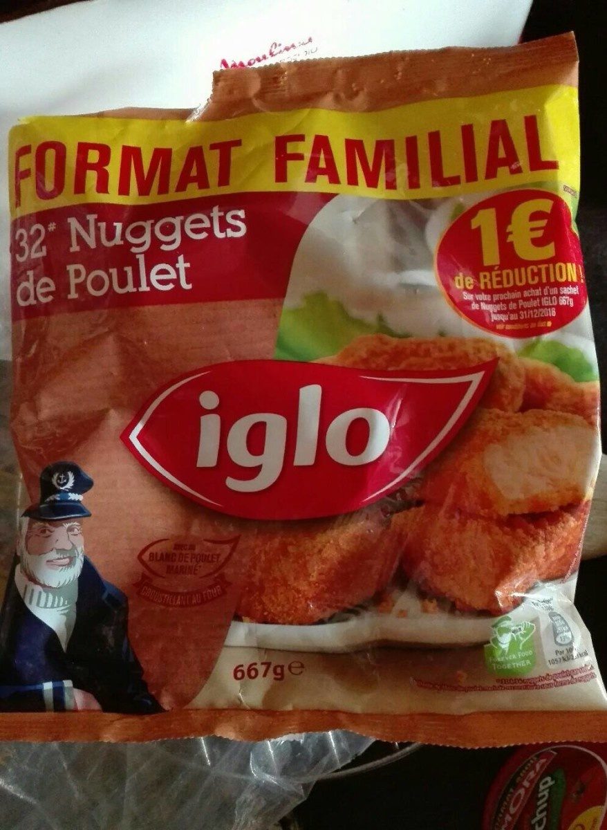 32 nuggets de poulet sac 667g IGLO - Produit