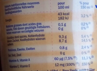 DANAO PÊCHE ABRICOT - Nutrition facts - fr