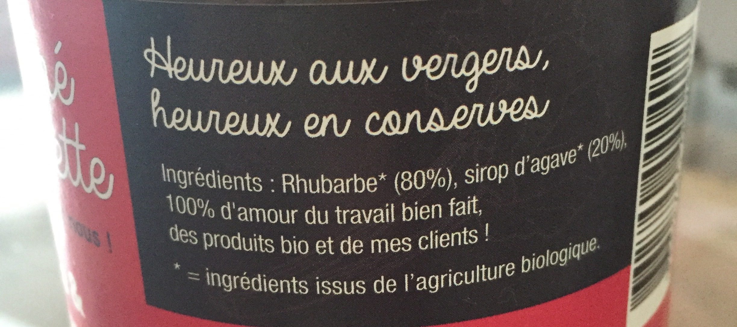 Compote Rhubarbe & Sirop d'agave - Ingredients - fr